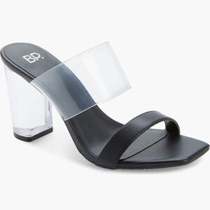 bp Women's Black and Clear Heeled Sandals